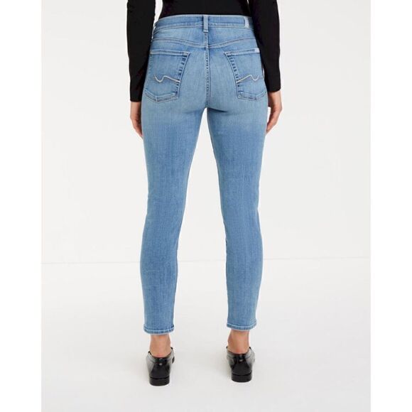 7 For All Mankind 7FAM Josefina Slim Boyfriend Mid Rise Crop in Formosa, Size 32 - Picture 3 of 16